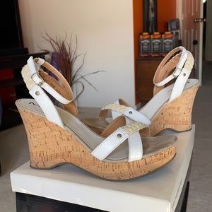 Mia, Size 8.5, White, Leather, Wedges
